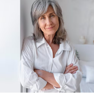 Mature woman in a bright interior setting